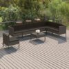 9 részes szürke polyrattan kerti ülőgarnitúra párnákkal