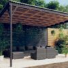 9-részes szürke polyrattan kerti ülőgarnitúra párnákkal