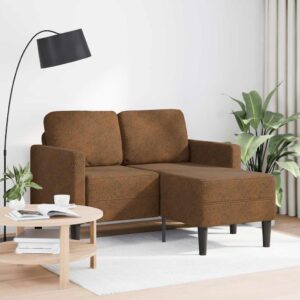Barna műbőr 2 üléses kanapé l-alakú kanapéval 125 cm