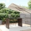Barna polyrattan kerti asztal üveglappal 185 x 80 x 110 cm