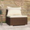 Barna polyrattan kerti középső kanapé párnákkal