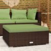 Barna polyrattan kerti lábtartó párnával 70 x 70 x 30 cm