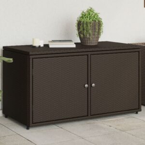 Barna polyrattan kerti tárolószekrény 110 x 55 x 60