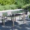 Bézs polyrattan és edzett üveg kerti asztal 150 x 90 x 75 cm