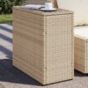 Bézs polyrattan kerti kisasztal üveg asztallappal 58x27