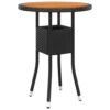 Fekete akácfa és polyrattan kerti asztal ø60 x 75 cm
