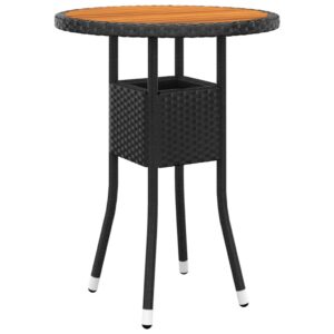 Fekete akácfa és polyrattan kerti asztal ø60 x 75 cm