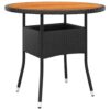 Fekete akácfa és polyrattan kerti asztal ø80 x 75 cm