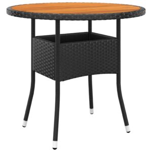 Fekete akácfa és polyrattan kerti asztal ø80 x 75 cm