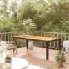 Fekete polyrattan és akácfa kerti asztal 190 x 90 x 75 cm