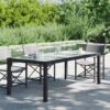 Fekete polyrattan és edzett üveg kerti asztal 190 x 90 x 75 cm