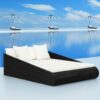 Fekete polyrattan kerti ágy 201 x 139 cm