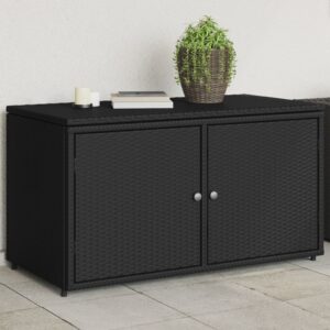 Fekete polyrattan kerti tárolószekrény 110 x 55 x 60