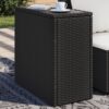 Fekete polyrattan üveglapos kerti kisasztal 58 x 27