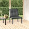Fekete-szürke polyrattan kerti szék párnákkal