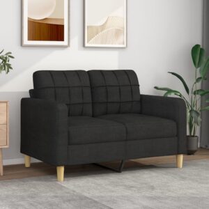 Kétszemélyes fekete szövetkanapé 120 cm