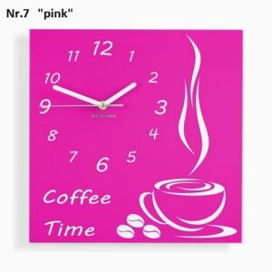 Konyhai falióra Coffee Time rózsaszín