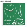 Konyhai falióra Coffee Time sötétzöld