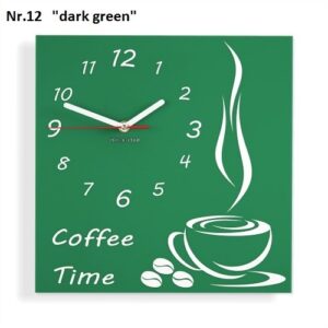 Konyhai falióra Coffee Time sötétzöld