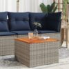 Szürke polyrattan és akácfa kerti asztal 55 x 55 x 37 cm