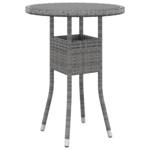 Szürke polyrattan és edzett üveg kerti asztal ø60 x 75 cm