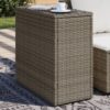 Szürke polyrattan kerti kisasztal üveg lappal 58 x 27