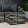 Szürke polyrattan kerti lábtartó párnával