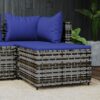 Szürke polyrattan kerti lábtartó párnával