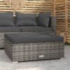 Szürke polyrattan kerti lábtartó párnával 70 x 70 x 30 cm