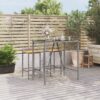 Szürke polyrattan üveglapos bárasztal 110 x 70 x 110 cm