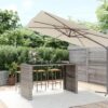 Szürke polyrattan üveglapos kerti asztal 185 x 80 x 110 cm