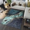 TOSCANA Modern fekete és zöld szőnyeg absztrakt mintával Szélesség: 160 cm | Hossz: 230 cm