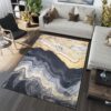 TOSCANA Modern fekete szőnyeg absztrakt mintával Szélesség: 80 cm | Hossz: 150 cm