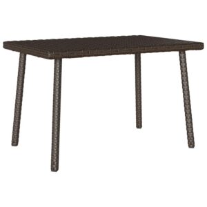 Téglalap barna polyrattan kerti dohányzóasztal 60x40x37cm