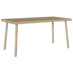 Téglalap bézs polyrattan kerti dohányzóasztal 80x40x37cm