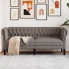 Tópszínű 2 személyes szövet chesterfield kanapé