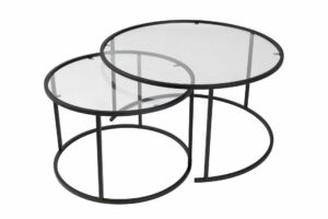 Hanah Home Coffee Table Set Black Black-Transparent-80-60