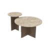 Hanah Home Coffee Table Set Travertine Walnut Private - Travertin...