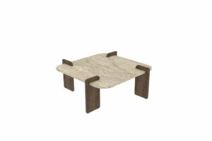 Hanah Home Coffee Table Travertine Walnut Afrolli - Travertine