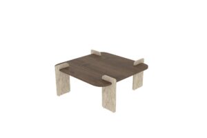 Hanah Home Coffee Table Walnut Travertine Afrolli - Walnut