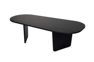 Hanah Home Coffee Table Wood Black Ovalis - Fa Fekete