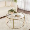 Hanah Home Dohányzóasztal Arany Arany-Átlátszó-80