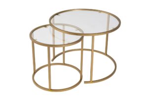 Hanah Home Dohányzóasztal Szett Arany Arany-Átlátszó-60-42
