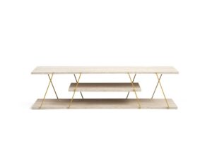 Hanah Home TV Stand Travertine Gold Canaz - Gold