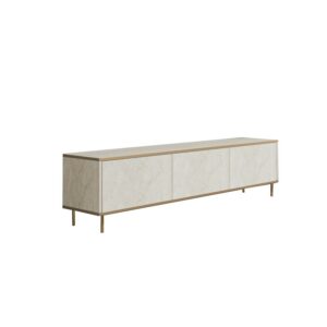 Hanah Home TV Stand Travertine Gold Imaj - Travertine