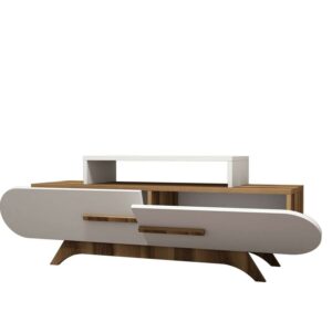 Hanah Home TV Stand Walnut White Rose - Walnut