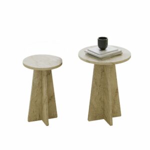 Hanah Home dohányzóasztal szett travertin 'Mushroom' 2
