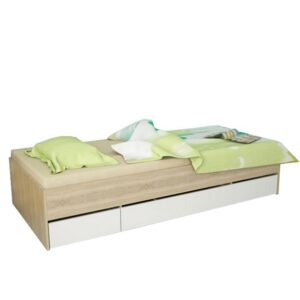 MATIASI fehér és barna mdf ágy 90x200cm
