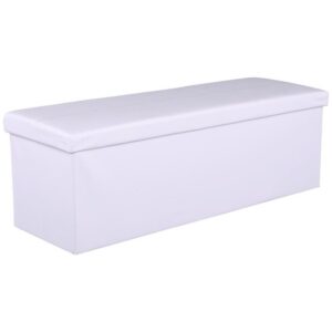 ZAMIRA fehér ökobőr tárolós puff