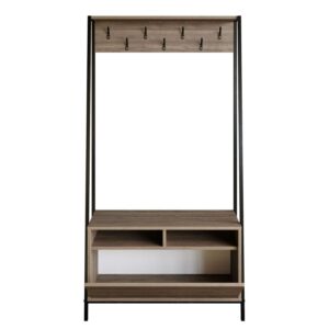 Hanah Home Hall Stand Walnut Black Devin - Walnut